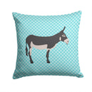 American Mammoth Jack Donkey Blue Check Throw Pillow - 14x14 Decorative Pillow – Art for Your Home & Patio BB8018PW1414