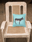 American Mammoth Jack Donkey Blue Check Fabric Decorative Pillow BB8018PW1818