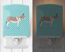 Australian Teamster Donkey Blue Check Ceramic Night Light Compact, UL-Certified, Ideal for Bedroom, Bathroom, Nursery, Hallway, Kitchen, 6x4x3, Multicolor