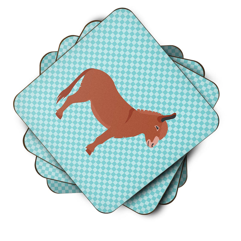 Irish Donkey Blue Check Foam Coaster Set of 4 BB8022FC