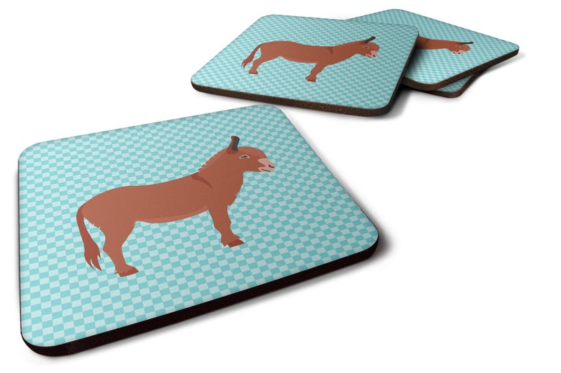 Irish Donkey Blue Check Foam Coaster Set of 4 BB8022FC