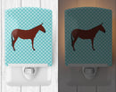 Hinny Horse Donkey Blue Check Ceramic Night Light Compact, UL-Certified, Ideal for Bedroom, Bathroom, Nursery, Hallway, Kitchen, 6x4x3, Multicolor
