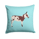 American Spotted Donkey Blue Check Throw Pillow - 14x14 Decorative Pillow – Art for Your Home & Patio BB8025PW1414