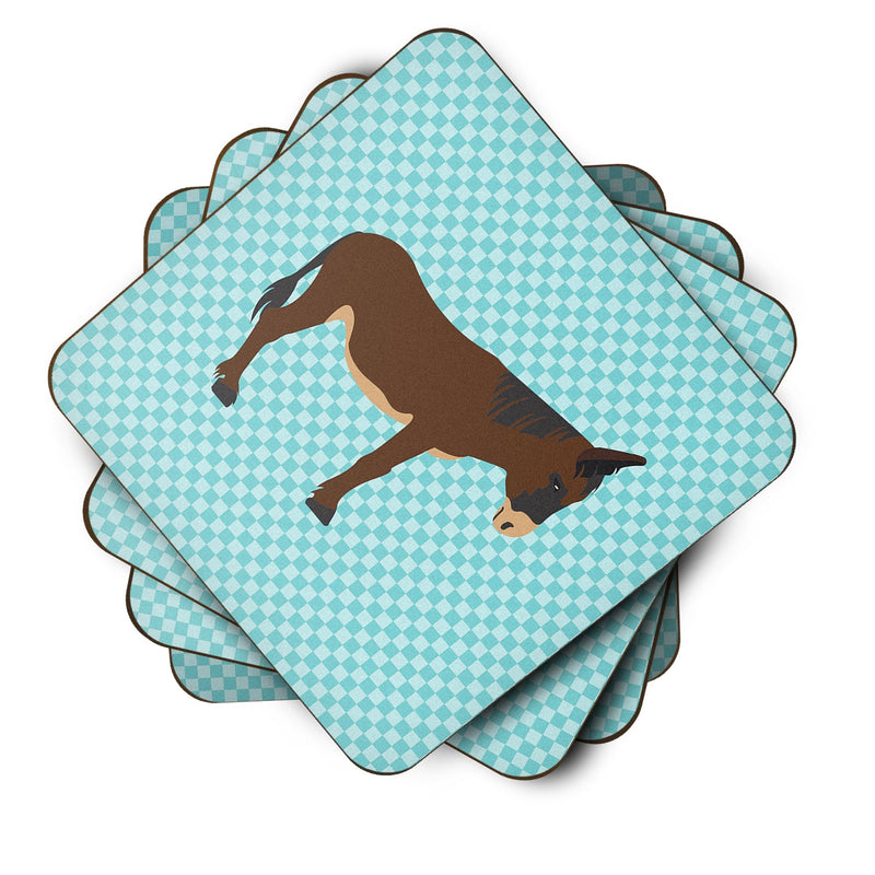 Zamorano-Leones Donkey Blue Check Foam Coaster Set of 4 BB8027FC