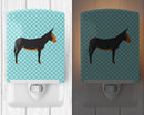 Catalan Donkey Blue Check Ceramic Night Light Compact, UL-Certified, Ideal for Bedroom, Bathroom, Nursery, Hallway, Kitchen, 6x4x3, Multicolor