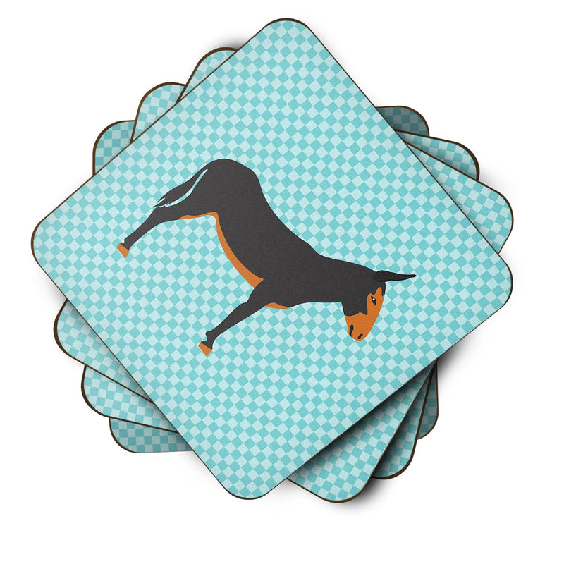 Catalan Donkey Blue Check Foam Coaster Set of 4 BB8029FC