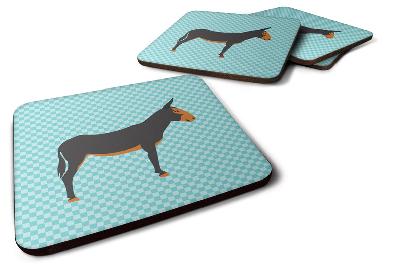 Catalan Donkey Blue Check Foam Coaster Set of 4 BB8029FC