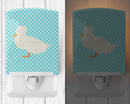 Crested Duck Blue Check Ceramic Night Light Compact, UL-Certified, Ideal for Bedroom, Bathroom, Nursery, Hallway, Kitchen, 6x4x3, Multicolor