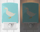 American Pekin Duck Blue Check Ceramic Night Light Compact, UL-Certified, Ideal for Bedroom, Bathroom, Nursery, Hallway, Kitchen, 6x4x3, Multicolor