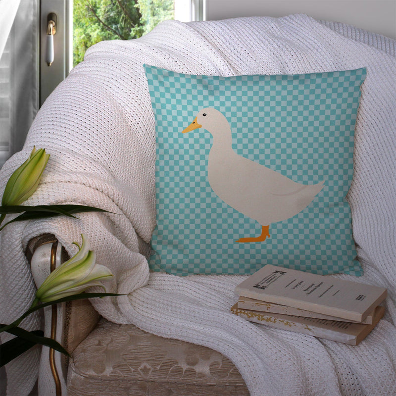 American Pekin Duck Blue Check Throw Pillow - 14x14 Decorative Pillow – Art for Your Home & Patio BB8034PW1414