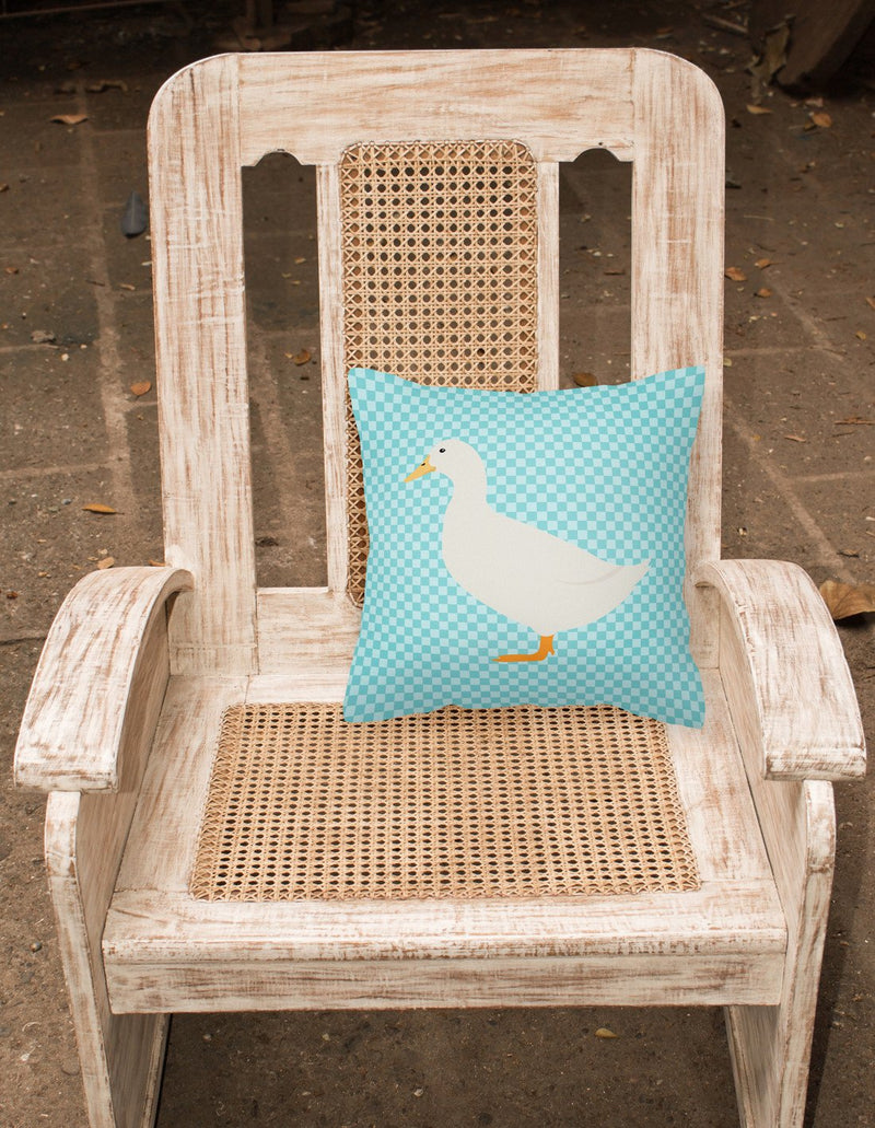 American Pekin Duck Blue Check Fabric Decorative Pillow BB8034PW1818