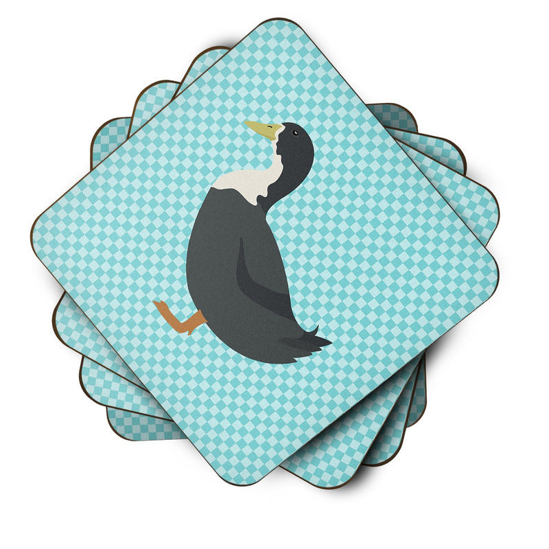 Blue Swedish Duck Blue Check Foam Coaster Set of 4 BB8036FC