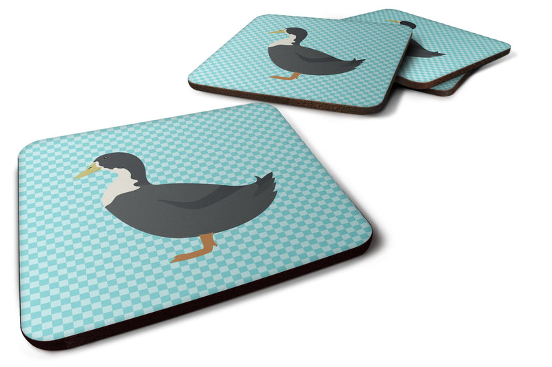 Blue Swedish Duck Blue Check Foam Coaster Set of 4 BB8036FC