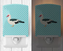 Muscovy Duck Blue Check Ceramic Night Light Compact, UL-Certified, Ideal for Bedroom, Bathroom, Nursery, Hallway, Kitchen, 6x4x3, Multicolor