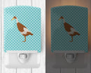 Indian Runner Duck Blue Check Ceramic Night Light Compact, UL-Certified, Ideal for Bedroom, Bathroom, Nursery, Hallway, Kitchen, 6x4x3, Multicolor