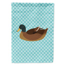 Khaki Campbell Duck Blue Check House Flag 28x40 Porch Sleeve Pole Decorative Outside Yard Banner Artwork Wall Hanging, Polyester