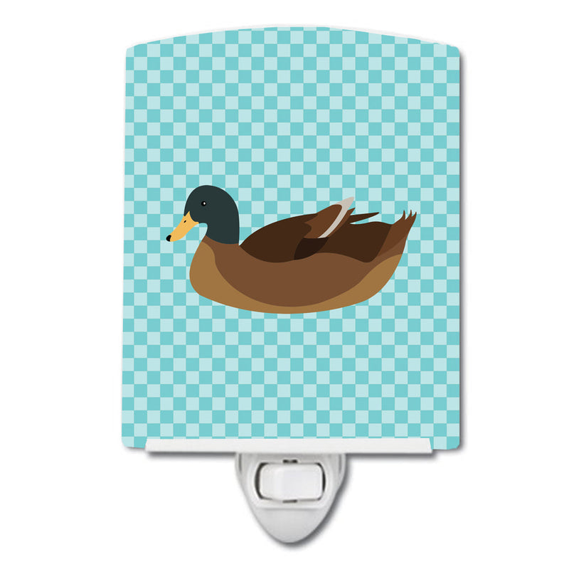 Khaki Campbell Duck Blue Check Ceramic Night Light BB8040CNL