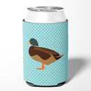 Silver Bantam Duck Blue Check Can or Bottle Hugger Cooler Sleeve for Standard 12 oz Cans, Insulated Foam Beer & Soda Can Hugger Reusable