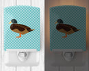 Silver Bantam Duck Blue Check Ceramic Night Light Compact, UL-Certified, Ideal for Bedroom, Bathroom, Nursery, Hallway, Kitchen, 6x4x3, Multicolor