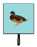 Silver Bantam Duck Blue Check Leash or Key Holder Wall Hooks, Key Hooks Holder, Coat Rack Wall Mount, Coat Hooks, Hooks for Hanging Keys, Towels, Aprons, Leashes