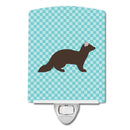 Sable Marten Blue Check Ceramic Night Light Compact, UL-Certified, Ideal for Bedroom, Bathroom, Nursery, Hallway, Kitchen, 6x4x3, Multicolor