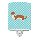 Weasel Blue Check Ceramic Night Light Compact, UL-Certified, Ideal for Bedroom, Bathroom, Nursery, Hallway, Kitchen, 6x4x3, Multicolor