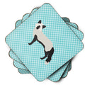 Silver Fox Blue Check Foam Coasters Set of 4 Cup Coasters for Indoor Outdoor, Tabletop Protection, Anti Slip, Mouse pad Material