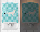 Stoat Short-tailed Weasel Blue Check Ceramic Night Light Compact, UL-Certified, Ideal for Bedroom, Bathroom, Nursery, Hallway, Kitchen, 6x4x3, Multicolor