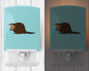 Eurasian Beaver Blue Check Ceramic Night Light Compact, UL-Certified, Ideal for Bedroom, Bathroom, Nursery, Hallway, Kitchen, 6x4x3, Multicolor