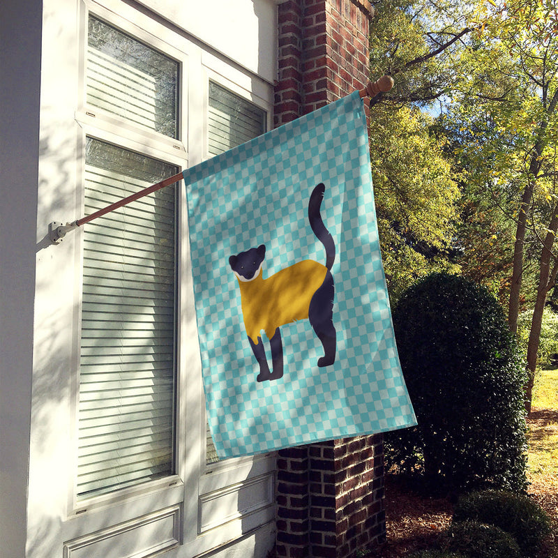 Yellow-Throated Marten Blue Check Flag Canvas House Size BB8048CHF