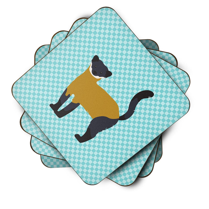 Yellow-Throated Marten Blue Check Foam Coaster Set of 4 BB8048FC