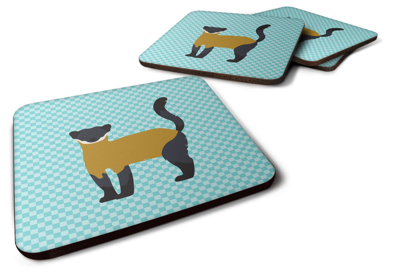 Yellow-Throated Marten Blue Check Foam Coaster Set of 4 BB8048FC