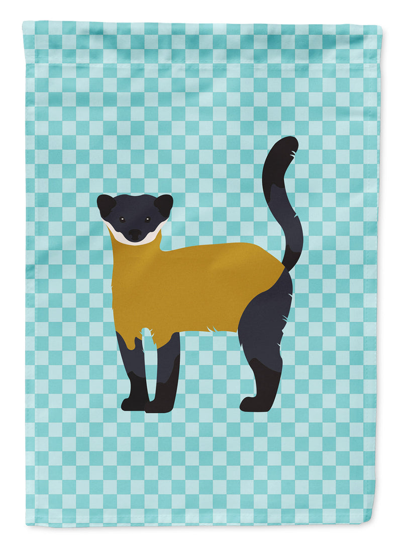 Yellow-Throated Marten Blue Check Flag Garden Size