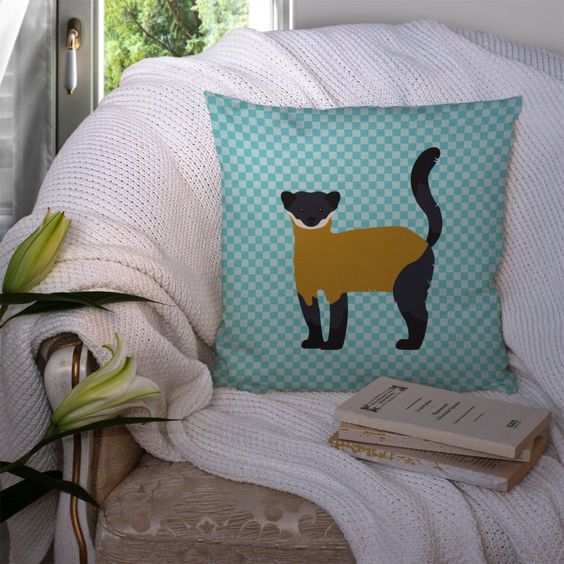 Yellow-Throated Marten Blue Check Fabric Decorative Pillow BB8048PW1414