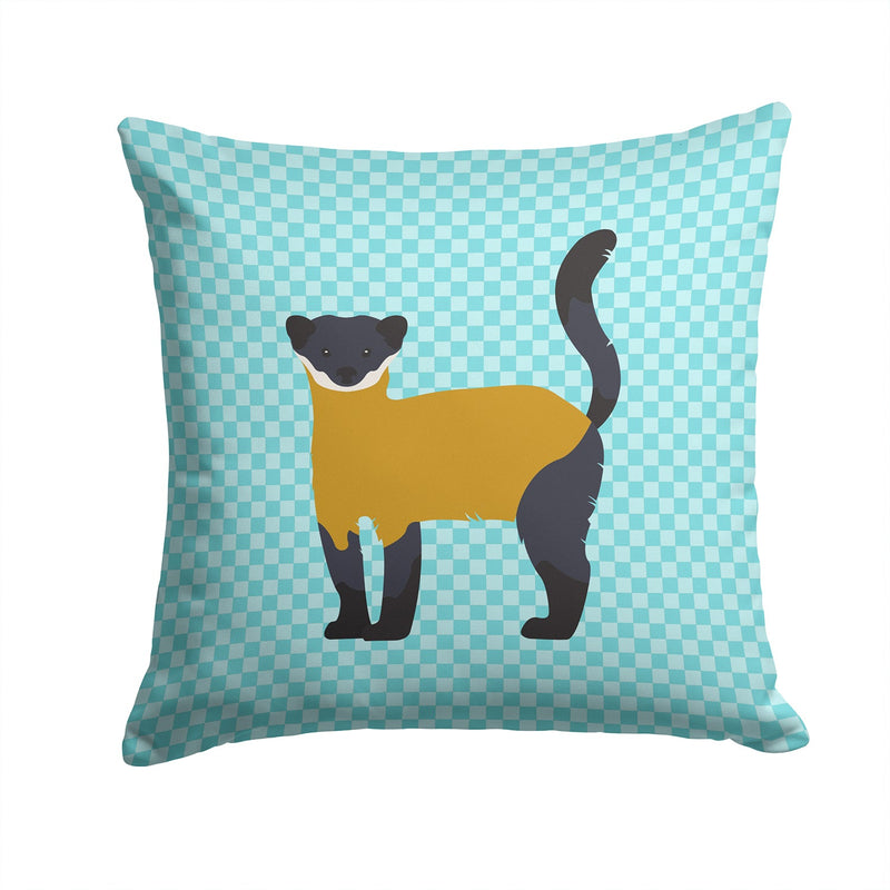 Yellow-Throated Marten Blue Check Fabric Decorative Pillow BB8048PW1414