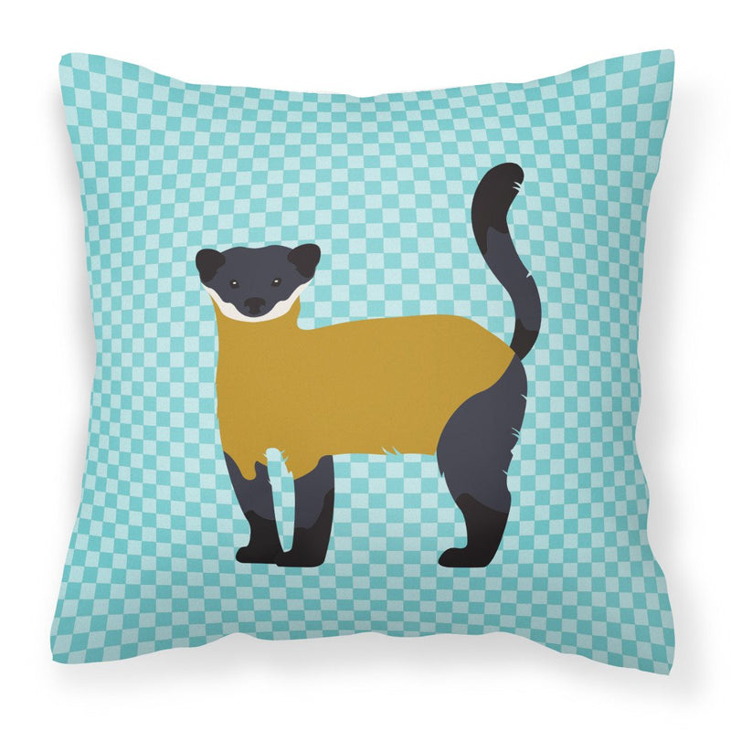 Yellow-Throated Marten Blue Check Fabric Decorative Pillow BB8048PW1818