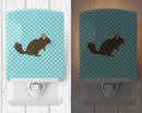 Chinchilla Blue Check Ceramic Night Light Compact, UL-Certified, Ideal for Bedroom, Bathroom, Nursery, Hallway, Kitchen, 6x4x3, Multicolor