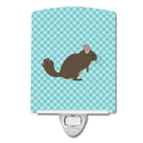 Chinchilla Blue Check Ceramic Night Light Compact, UL-Certified, Ideal for Bedroom, Bathroom, Nursery, Hallway, Kitchen, 6x4x3, Multicolor