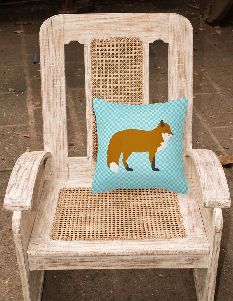 Red Fox Blue Check Fabric Decorative Pillow BB8050PW1818