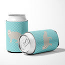 White Arctic Fox Blue Check Can or Bottle Hugger Cooler Sleeve for Standard 12 oz Cans, Insulated Foam Beer & Soda Can Hugger Reusable