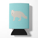 White Arctic Fox Blue Check Can or Bottle Hugger Cooler Sleeve for Standard 12 oz Cans, Insulated Foam Beer & Soda Can Hugger Reusable