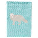 White Arctic Fox Blue Check House Flag 28x40 Porch Sleeve Pole Decorative Outside Yard Banner Artwork Wall Hanging, Polyester