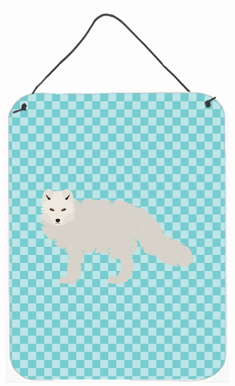 White Arctic Fox Blue Check Wall or Door Hanging Prints BB8051DS1216