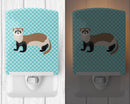 Ferret Blue Check Ceramic Night Light Compact, UL-Certified, Ideal for Bedroom, Bathroom, Nursery, Hallway, Kitchen, 6x4x3, Multicolor