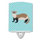 Ferret Blue Check Ceramic Night Light Compact, UL-Certified, Ideal for Bedroom, Bathroom, Nursery, Hallway, Kitchen, 6x4x3, Multicolor