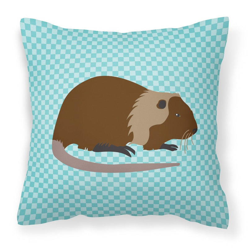 Coypu Nutria River Rat Blue Check Fabric Decorative Pillow BB8053PW1818