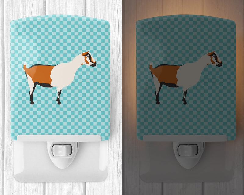 Alpine Goat Blue Check Ceramic Night Light BB8054CNL