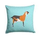 Anglo-nubian Nubian Goat Blue Check Throw Pillow - 14x14 Decorative Pillow – Art for Your Home & Patio BB8057PW1414