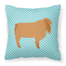 American Lamancha Goat Blue Check Fabric Decorative Pillow BB8059PW1818