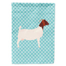 Boer Goat Blue Check House Flag 28x40 Porch Sleeve Pole Decorative Outside Yard Banner Artwork Wall Hanging, Polyester